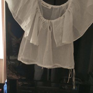 White sheer peasant top, never worn